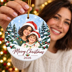 Custom Photo Merry Moments Together Christmas  Gifts For Family, Couples, Kids, Pet Lovers - Personalized Ceramic Ornament