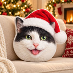 Custom Pet Photo Santa Hat Christmas Gifts For Dog And Cat Lovers - Personalized Shaped Pillow