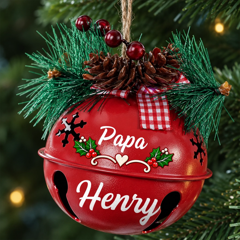 Custom Name Christmas Family Keepsake Gifts - Personalized Jingle Bell Ornament