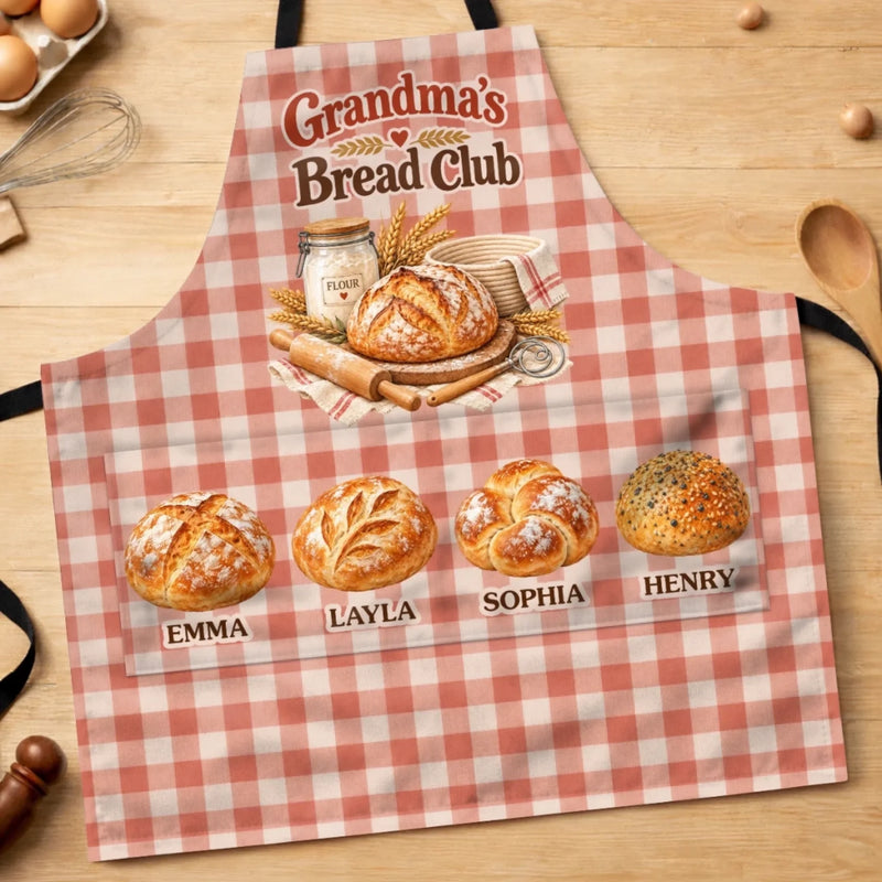 Custom Name Bread Club Baking Gifts For Grandma - Personalized Apron With Pocket