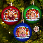 Custom Photo Name Christmas Gifts for Kids - Personalized Full Wrap Ball Ornament