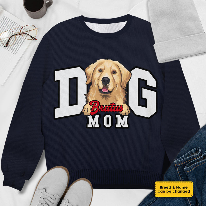 Proud Dog Mom - Personalized Custom Unisex Ugly Christmas Sweatshirt, Wool Sweatshirt, All-Over-Print Sweatshirt - Gift For Dog Lovers, Pet Lovers, Christmas Gift