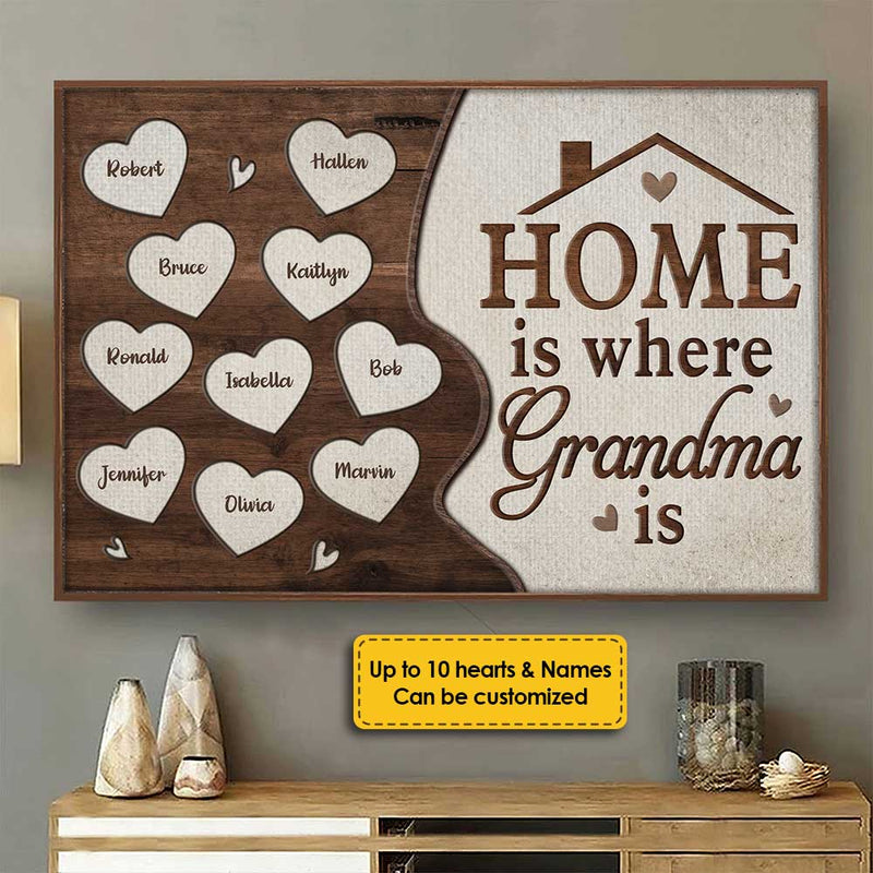 Home Is Where Mom Is - Gift For Mom, Grandma - Personalized Horizontal Poster