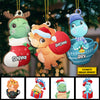 Happy A Roarrrsome Christmas - Personalized Custom Dino Shaped Wood Christmas Ornament