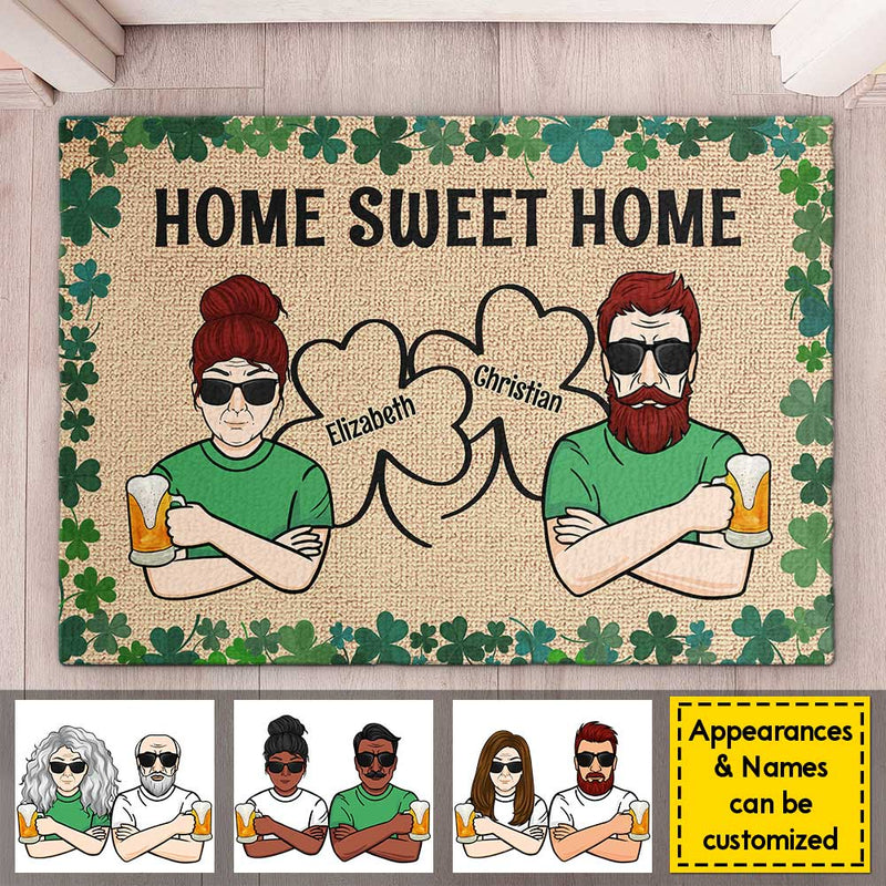 Home Sweet Home - Gift For Couples, Husband Wife, St. Patrick's Day, Personalized Decorative Mat