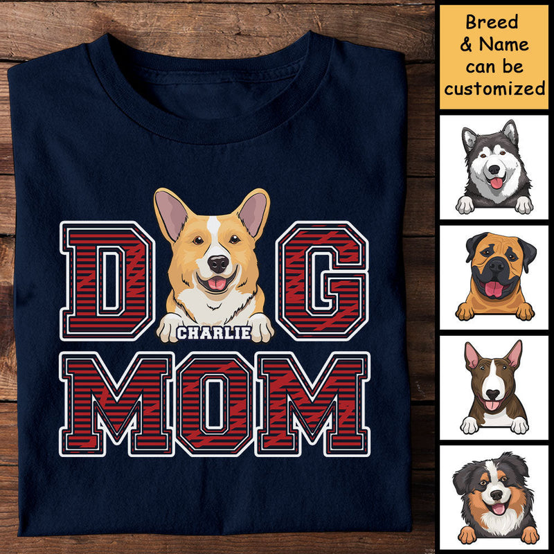 Dog Mom And Dog Dad Red Stripe - Gift for Dog Lovers, Gift For Dog Mom - Personalized Unisex T-Shirt, Hoodie
