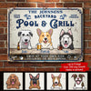 Backyard Pool & Grill - Funny Personalized Dog Metal Sign