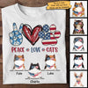 Peace Love Cats - Gift For 4th Of July, Personalized Unisex T-Shirt
