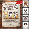 Backyard Bar & Grill With Cats And Dogs - Personalized Metal Sign