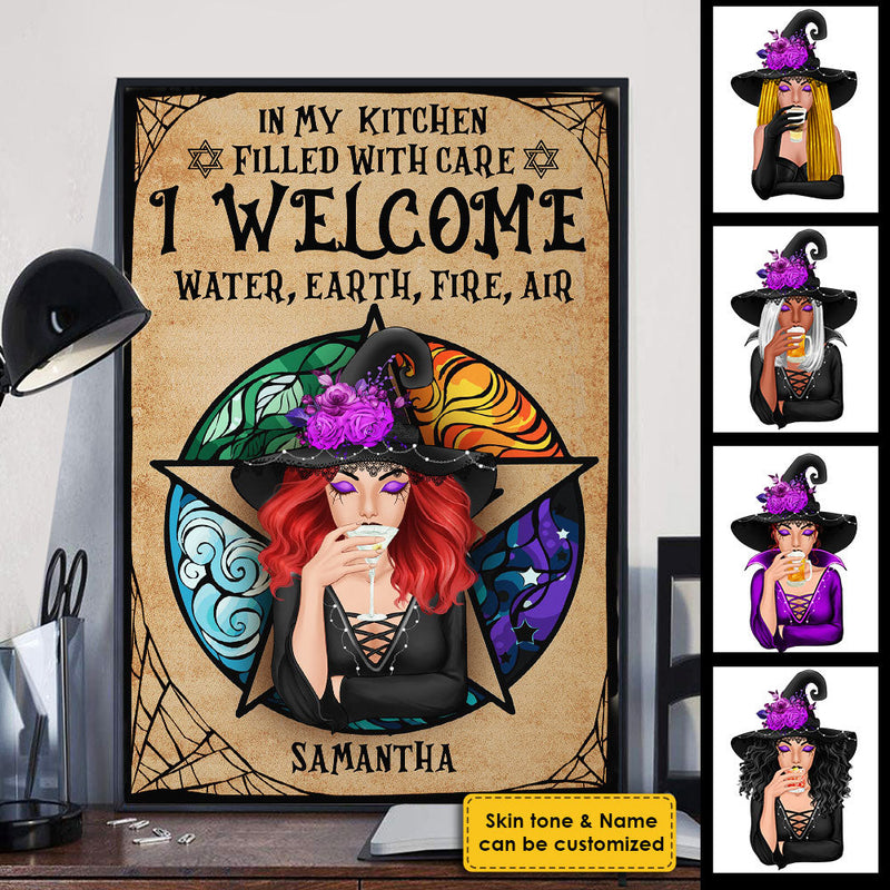 I Welcome Water, Earth, Fire And Air - Personalized Vertical Poster, Halloween Ideas.