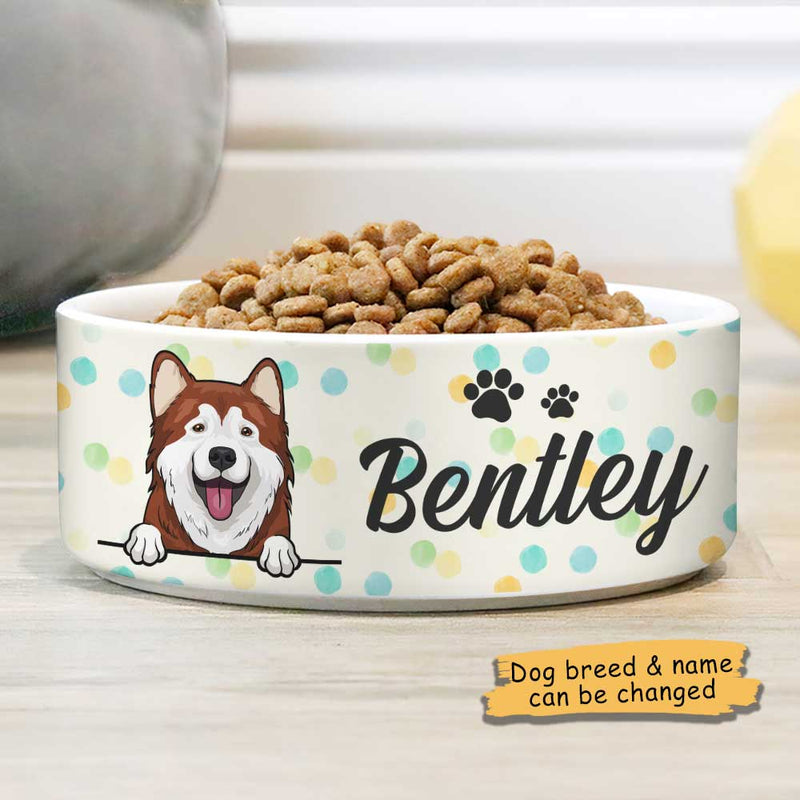 Colorful Dot, Gift For Dog Lovers - Personalized Custom Ceramic Dog Bowls