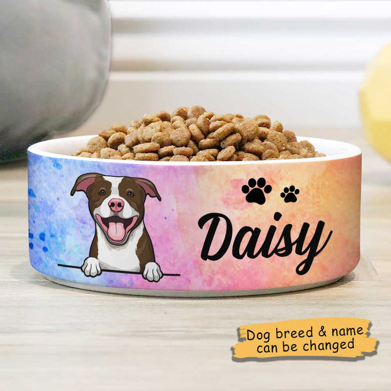 Galaxy Watercolor, Gift For Dog Lovers - Personalized Custom Ceramic Dog Bowls