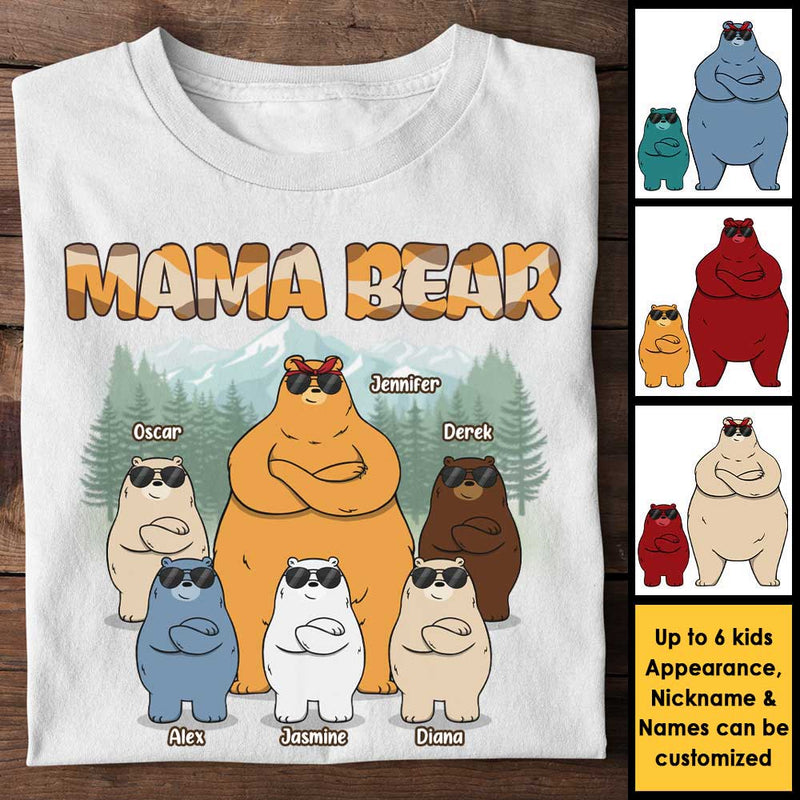Mama & Kids Bears Family - Personalized Unisex T-shirt, Hoodie - Gift For Mom, Grandma