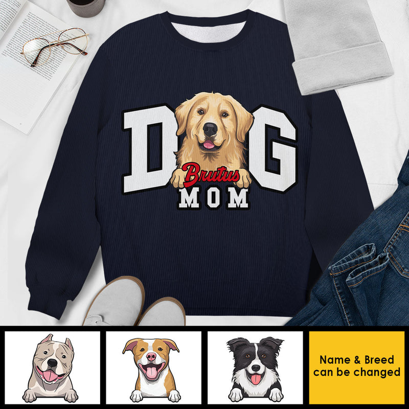 Proud Dog Mom - Personalized Custom Unisex Ugly Christmas Sweatshirt, Wool Sweatshirt, All-Over-Print Sweatshirt - Gift For Dog Lovers, Pet Lovers, Christmas Gift