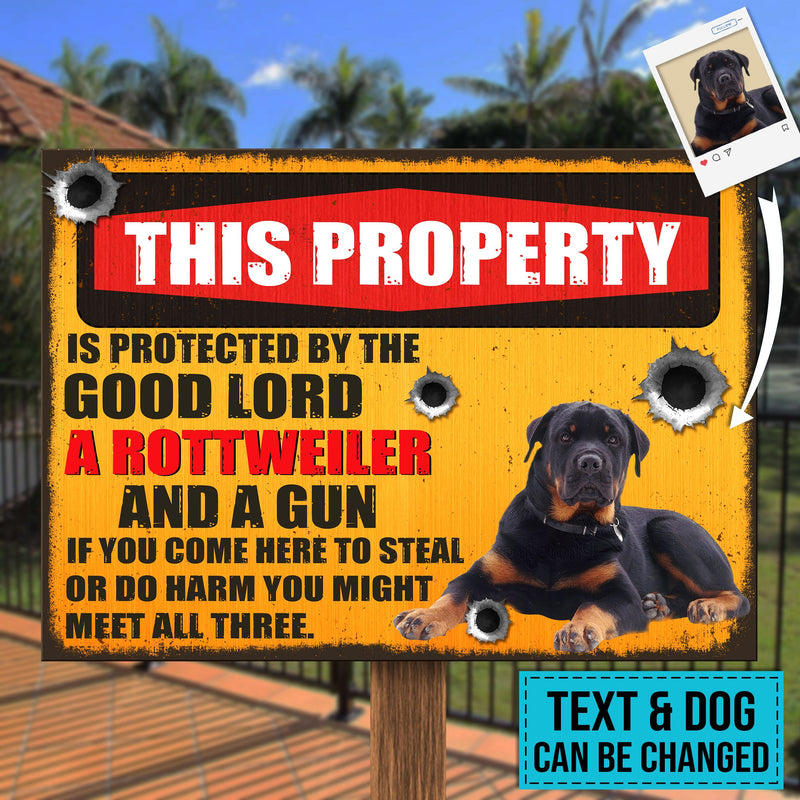 Custom Dog Upload Image, This Property Is Protected - Gift For Dog Lovers, Personalized Metal Sign