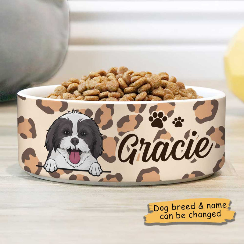 Cheetah Skin, Gift For Dog Lovers - Personalized Custom Ceramic Dog Bowls