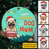 Meowy Woofmas To The Best Mom And Dad - Personalized Custom Round Shaped Wood Christmas Ornament