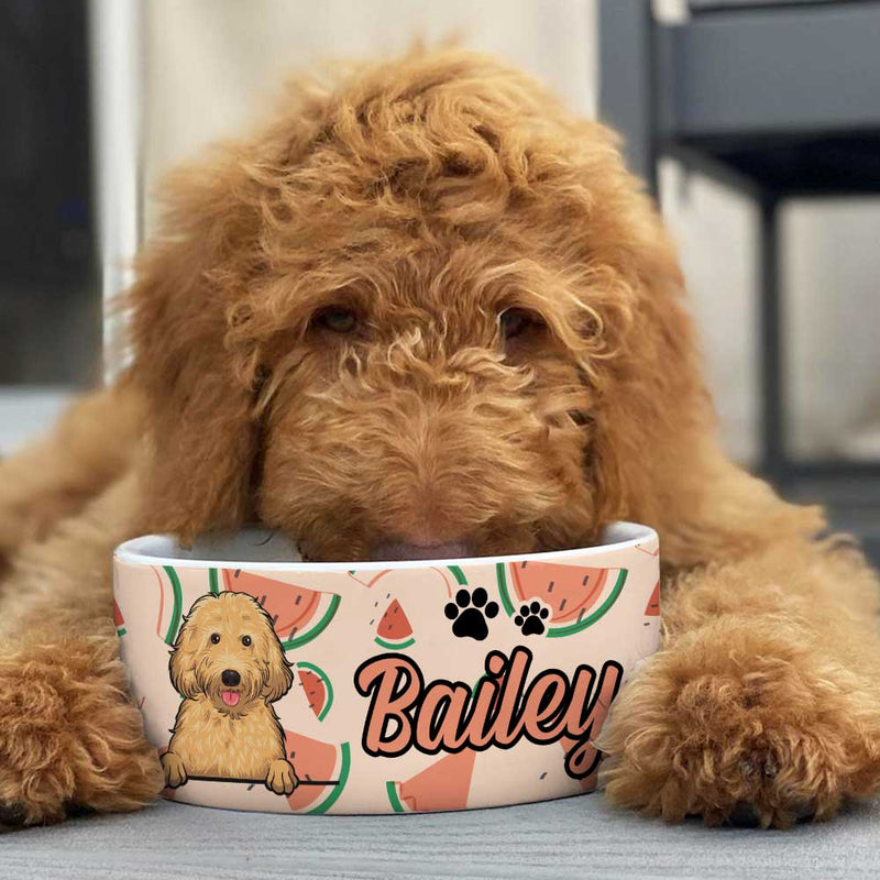 Summer Fruit, Gift For Dog Lovers - Personalized Custom Ceramic Dog Bowls