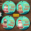 Meowy Woofmas To The Best Mom And Dad - Personalized Custom Round Shaped Wood Christmas Ornament