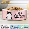 Pink White Green Blue, Gift For Cat Lovers - Personalized Custom Ceramic Cat Bowls