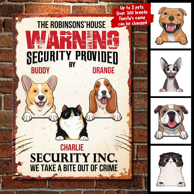 Security Inc. By Our Cats And Dogs - Personalized Metal Sign
