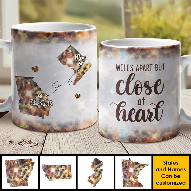 Miles Apart But Close At Heart - Gift For Mom - Personalized Mug