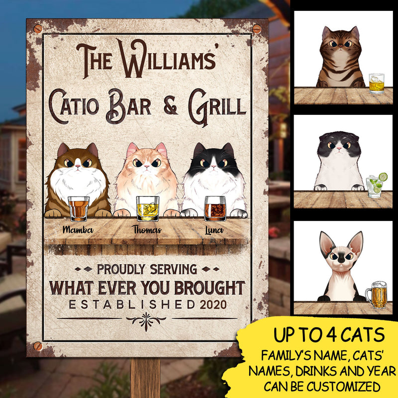 Catio Bar & Grill - Funny Personalized Cat Metal Sign