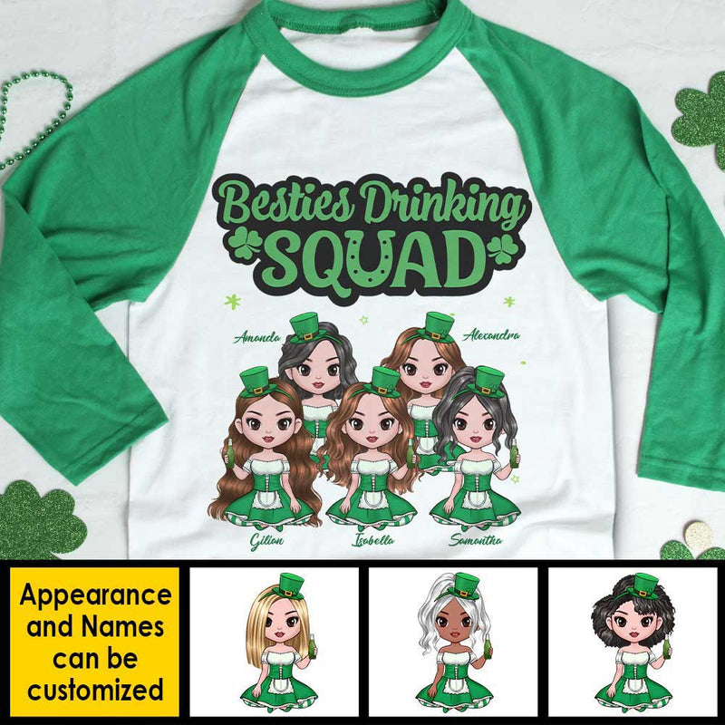 We're A Drinking Squad - Gift For Besties, Personalized St. Patrick's Day Unisex Raglan Shirt