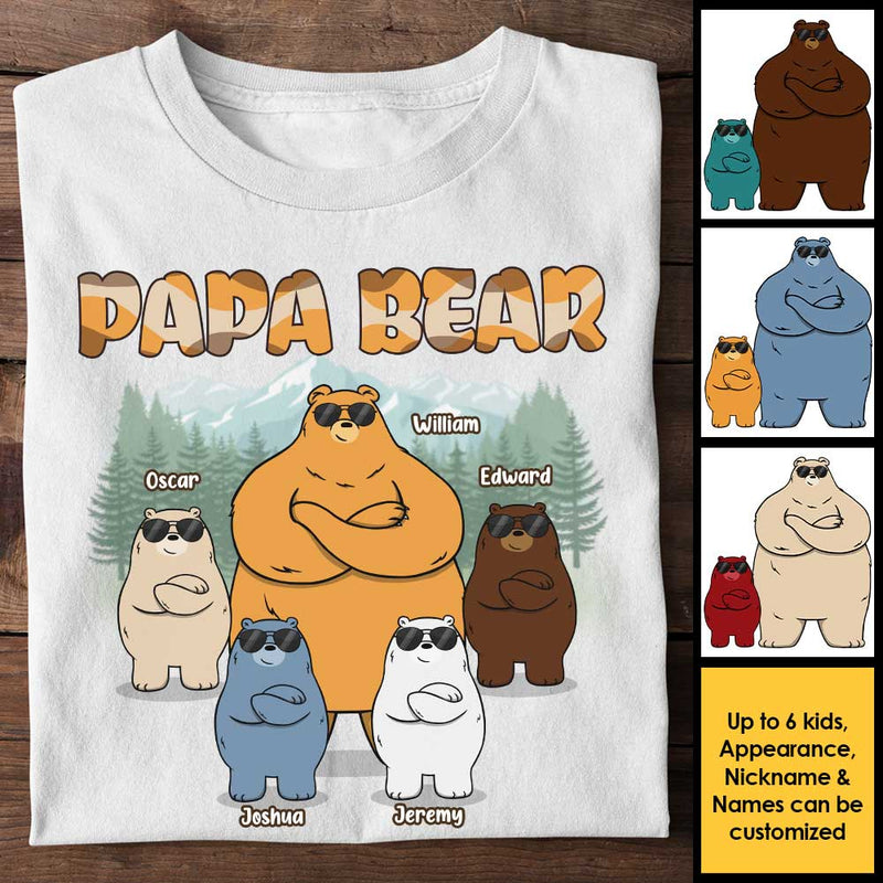 Awesome Papa Bear - Personalized Unisex T-shirt, Hoodie - Gift For Dad, Grandpa
