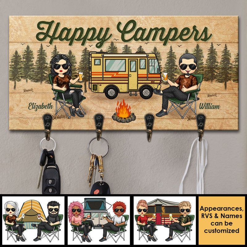 Camping Partners For Life - Personalized Key Hanger, Key Holder - Gift For Camping Couples, Husband Wife