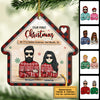 Our First Christmas - Gift For Couples, Husband Wife, Personalized Custom House Shaped Wood Christmas Ornament