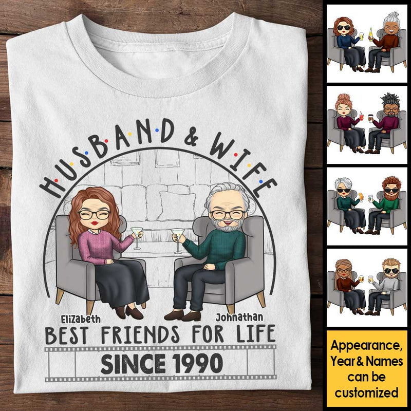 Husband & Wife Are Best Friends For Life - Personalized Unisex T-shirt, Hoodie, Sweatshirt - Gift For Couple, Husband Wife, Anniversary, Engagement, Wedding, Marriage Gift