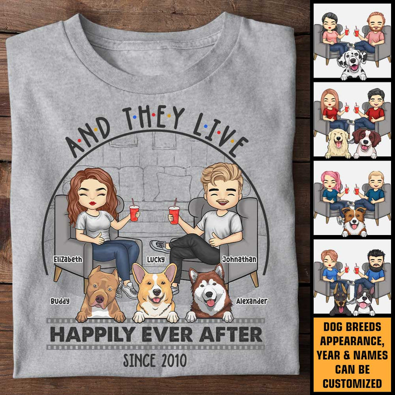 They Lived Happily Ever After - Personalized Unisex T-shirt, Hoodie, Sweatshirt - Gift For Couple, Husband Wife, Anniversary, Engagement, Wedding, Marriage Gift