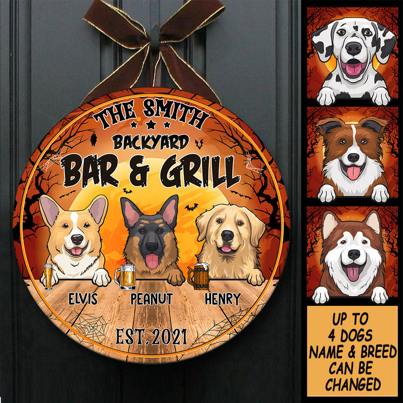 Halloween - Bar And Grill - Funny Personalized Door Sign