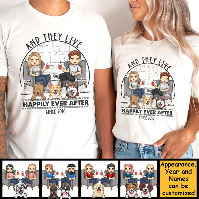 They Lived Happily Ever After - Personalized Unisex T-shirt, Hoodie, Sweatshirt - Gift For Couple, Husband Wife, Anniversary, Engagement, Wedding, Marriage Gift