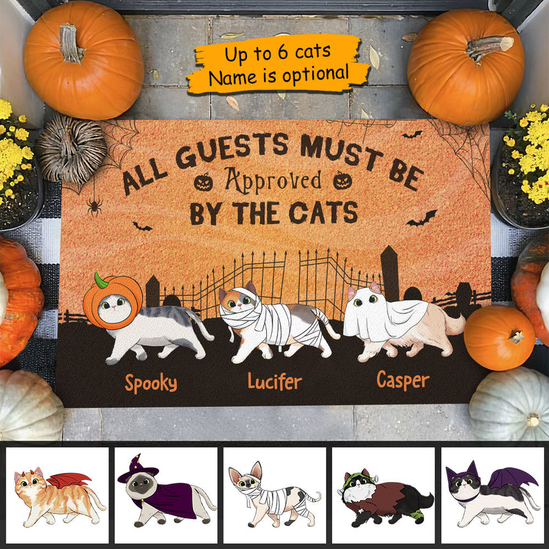 Halloween For Cats - All Guests Must Be Approved By The Cats - Personalized Decorative Mat