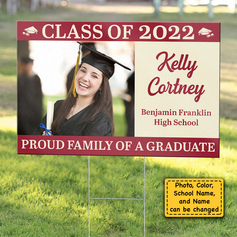 Proud Family Of A Graduate - Upload Image, Personalized Yard Sign