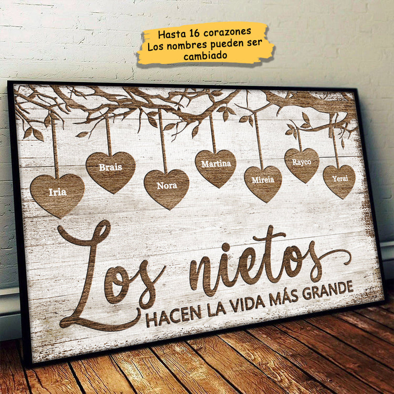 Los Nietos Hacen La Vida Más Grande - Personalized Horizontal Poster Spanish