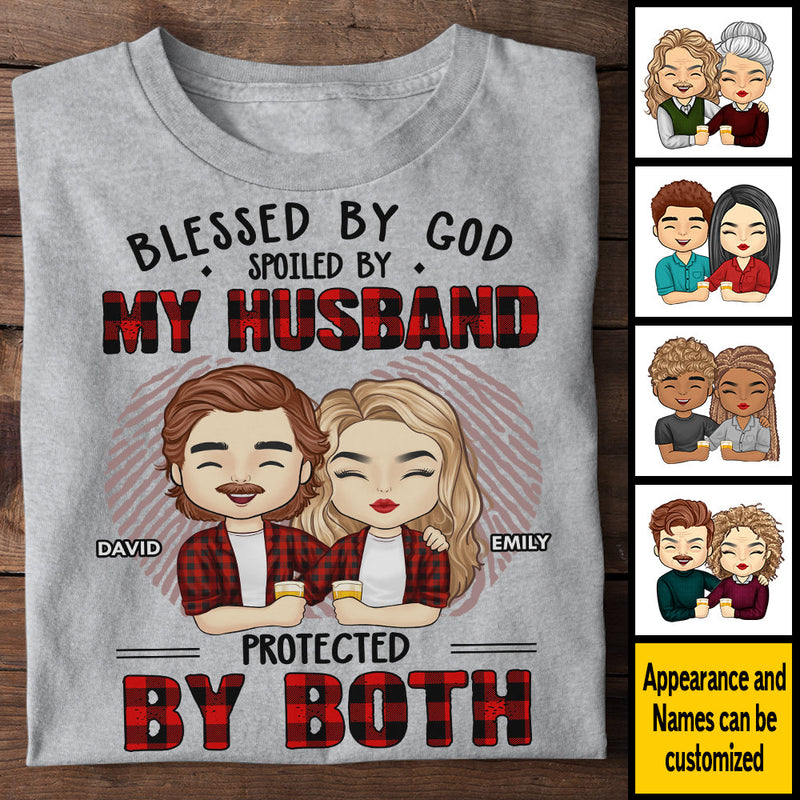 Blessed By God, Spoiled By My Husband - Anniversary Gifts, Gift For Couples, Personalized Unisex T-shirt, Hoodie