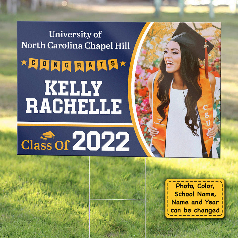 Congratulations On Graduating - Upload Image, Personalized Yard Sign
