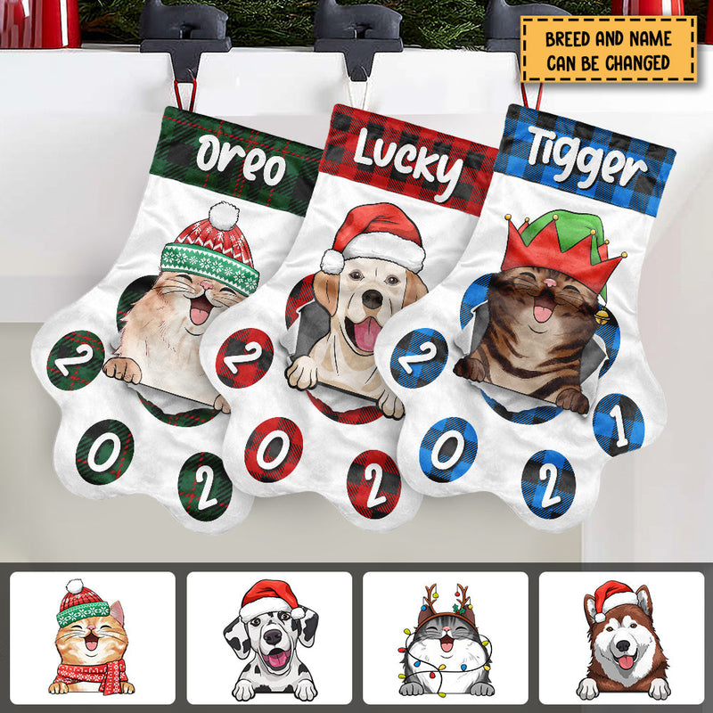 Happy Lovely Christmas - Christmas Dogs & Smiling Cats - Personalized Christmas Stocking