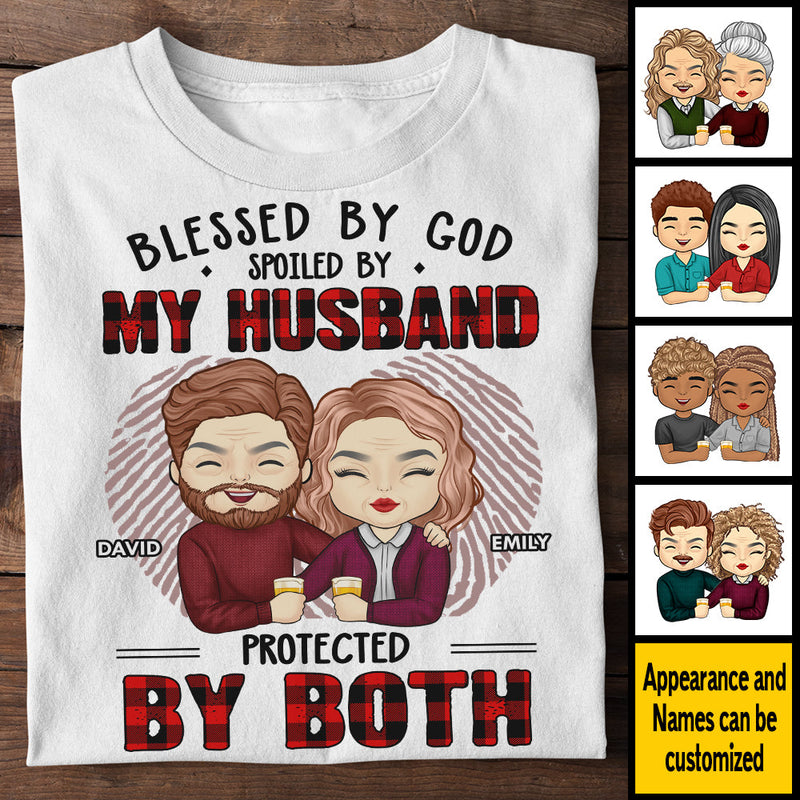 Blessed By God, Spoiled By My Husband - Anniversary Gifts, Gift For Couples, Personalized Unisex T-shirt, Hoodie