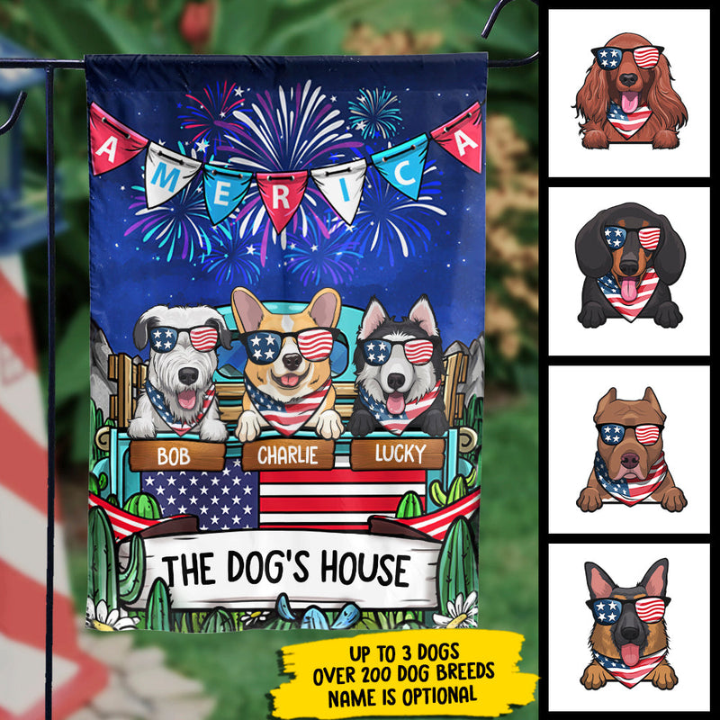 America The Dog's House - 4th Of July Decoration - Personalized Dog Flag