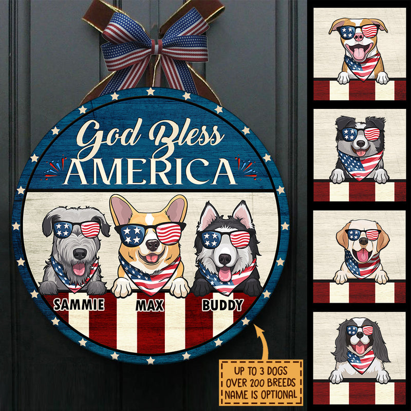 God Bless American - Funny Personalized Dog Door Sign