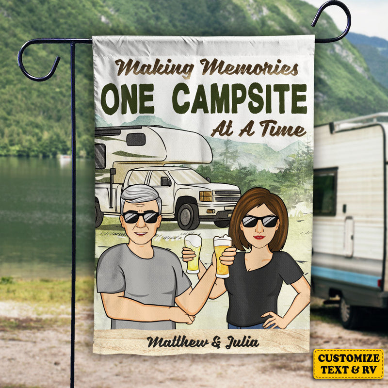 Making Memories One Campsite - Personalized Flag - Gift For Camping Lovers