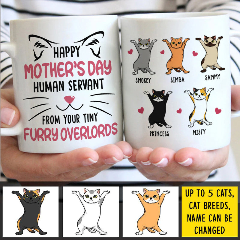 Happy Mother's Day Human Servant From Your Tiny Furry Overlord - Gift For Mother's Day - Personalized Mug