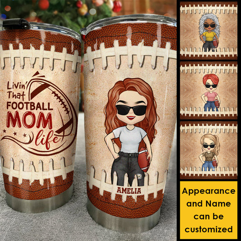 Livin' That Football Mom Life - Gift For Mom, Personalized Tumbler
