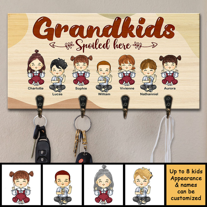 Our Dynamic Grandkids Spoiled Here - Personalized Key Hanger, Key Holder - Gift For Couples, Husband Wife