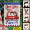 God Bless America - 4th Of July Decoration - Personalized Cat Flag