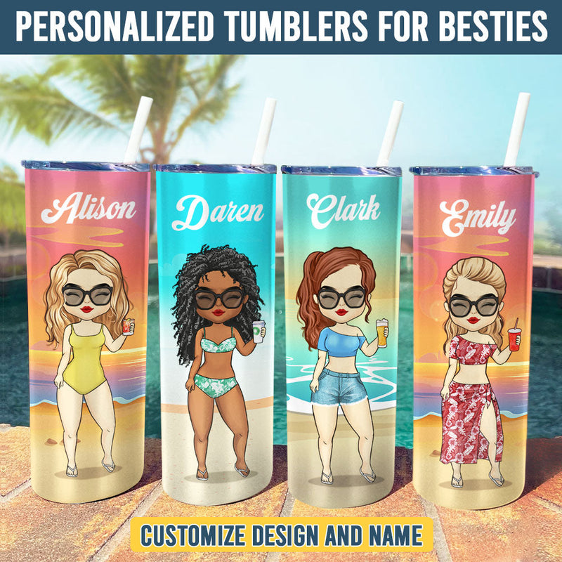 Vitamin Sea For Summer Holiday - Personalized Skinny Tumbler - Gift For Bestie